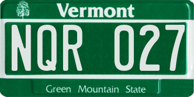 VT license plate NQR027