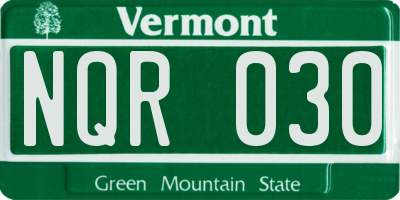 VT license plate NQR030