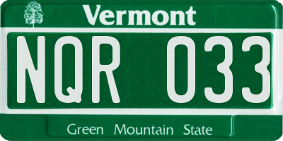 VT license plate NQR033