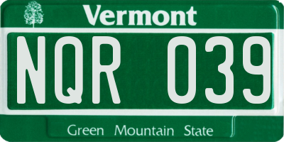 VT license plate NQR039