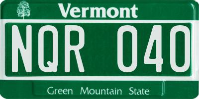 VT license plate NQR040