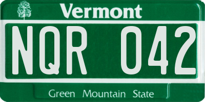 VT license plate NQR042