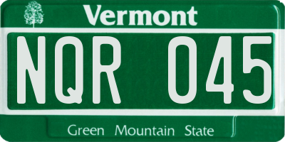 VT license plate NQR045