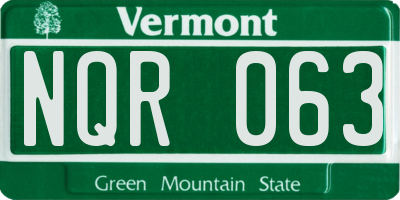 VT license plate NQR063