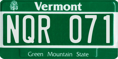 VT license plate NQR071