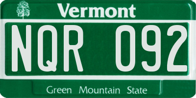 VT license plate NQR092