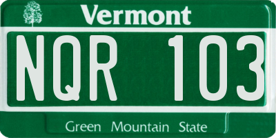 VT license plate NQR103