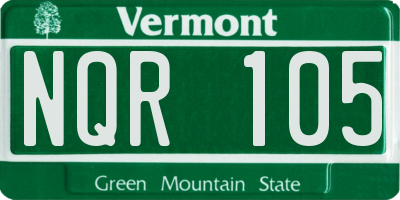 VT license plate NQR105