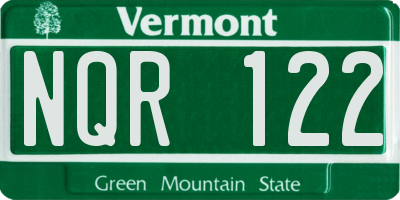 VT license plate NQR122