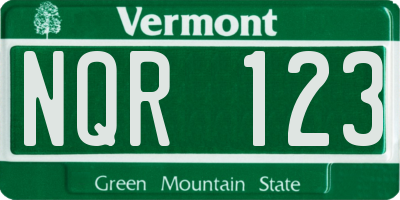 VT license plate NQR123