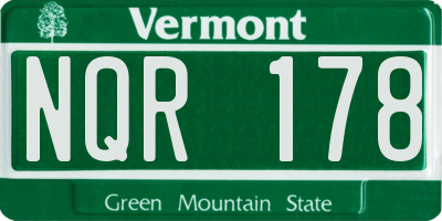 VT license plate NQR178