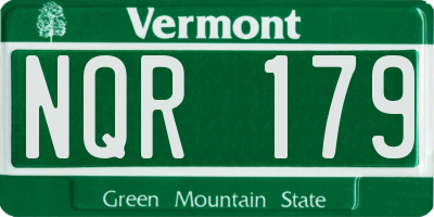 VT license plate NQR179