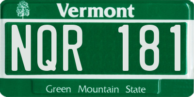 VT license plate NQR181