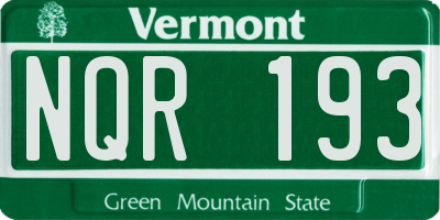 VT license plate NQR193