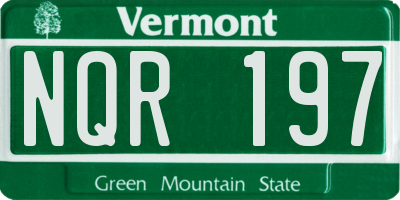 VT license plate NQR197