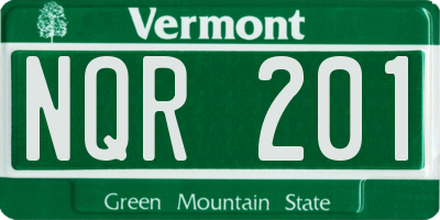VT license plate NQR201