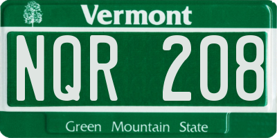 VT license plate NQR208