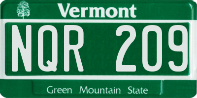 VT license plate NQR209