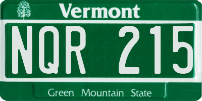 VT license plate NQR215