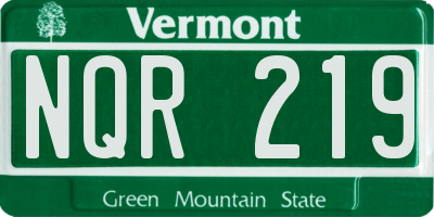 VT license plate NQR219