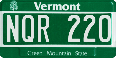 VT license plate NQR220