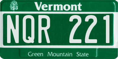 VT license plate NQR221