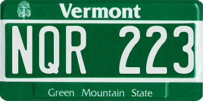 VT license plate NQR223