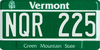 VT license plate NQR225