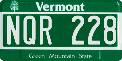 VT license plate NQR228