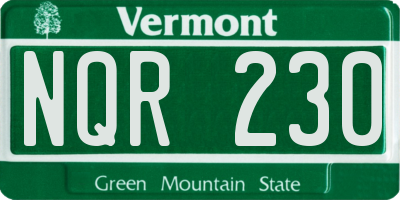 VT license plate NQR230