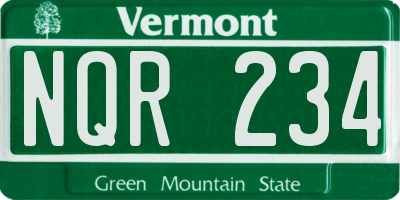 VT license plate NQR234