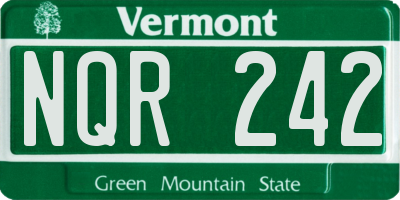 VT license plate NQR242