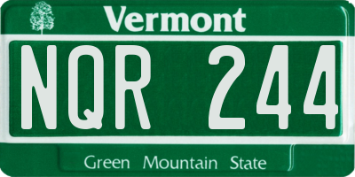 VT license plate NQR244