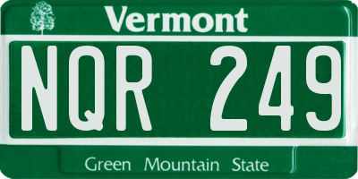 VT license plate NQR249