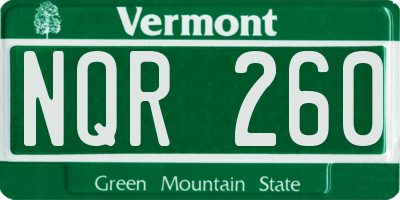 VT license plate NQR260