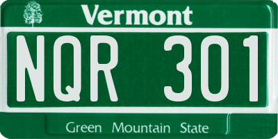 VT license plate NQR301