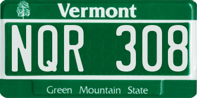 VT license plate NQR308