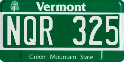 VT license plate NQR325