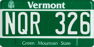 VT license plate NQR326