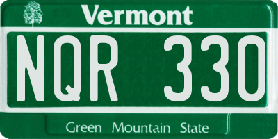 VT license plate NQR330