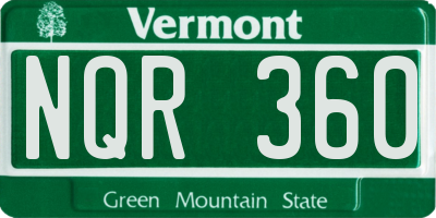 VT license plate NQR360
