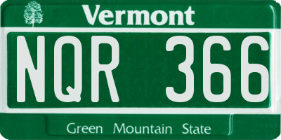 VT license plate NQR366