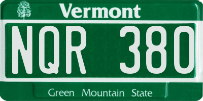 VT license plate NQR380