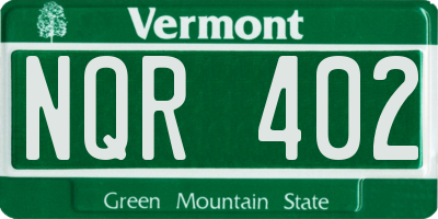 VT license plate NQR402