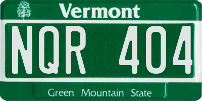 VT license plate NQR404