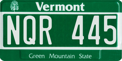 VT license plate NQR445