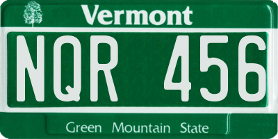 VT license plate NQR456