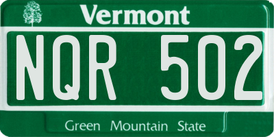 VT license plate NQR502