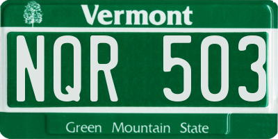 VT license plate NQR503