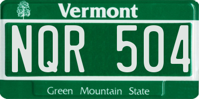 VT license plate NQR504